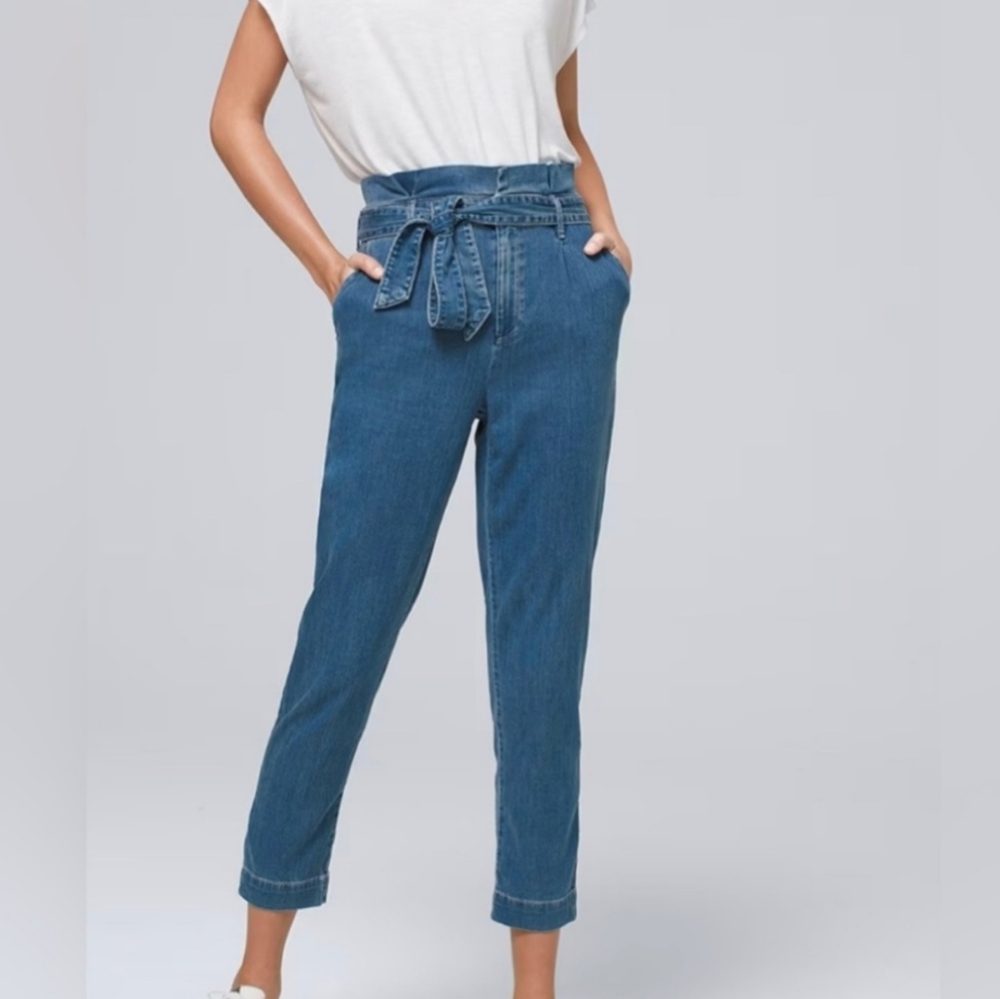 WHBM High Rise Straight Ankle Tencel Denim Pant